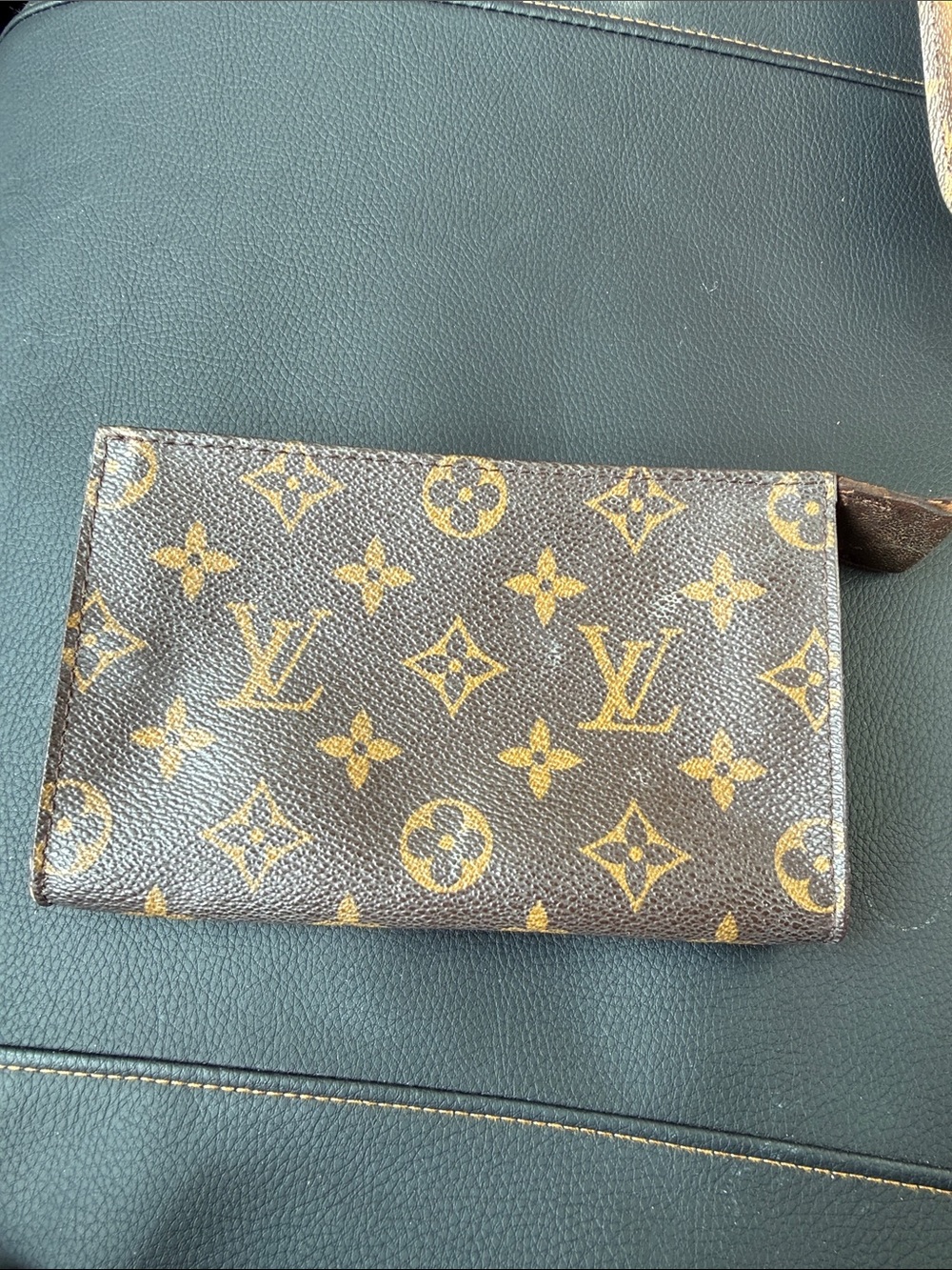 Louis Vuitton Monogram Canvas Pouch in Brown and Gold-Zipper Replaced